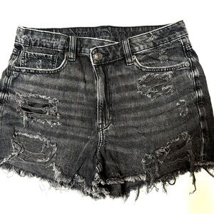American Eagle Outfitters Charcoal Distressed Jean Shorts